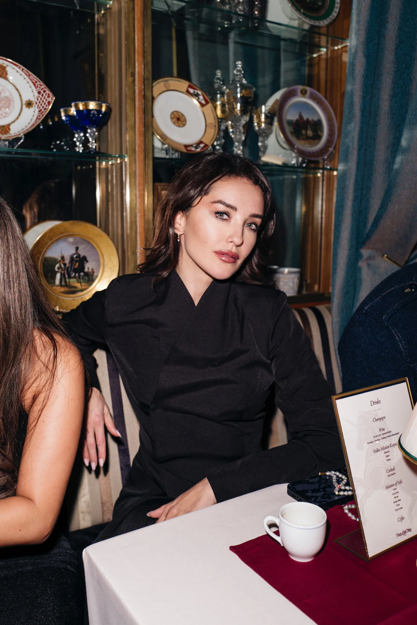 A guest at the PrettyLittleThing dinner at Caviar Kaspia, photographed by German Larkin.
